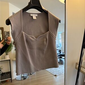 House of Harlow 1960 Taupe Ribbed Top